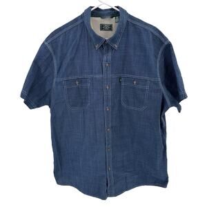 G.H. Bass & Co. Mens Button Up Short Sleeve Shirt XXL Blue Sportsman Casual Top